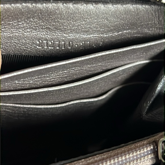 AUTHENTIC GUCCI BRONZE GG IMPRIME Leather Zip Wallet - Picture 9 of 10